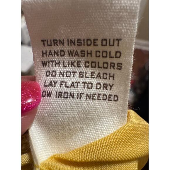 Blu Pepper Butter Yellow Midi Tiered Dress V-neck Button Up Lines Sz L - Picture 3 of 9